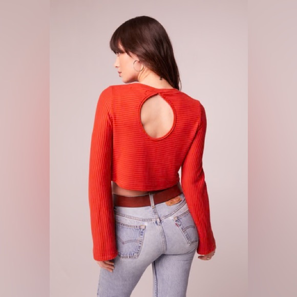 NWT Band Of The Free Alize Rust Long Sleeve Crop Top Bohemian styled Blouse - Picture 6 of 6